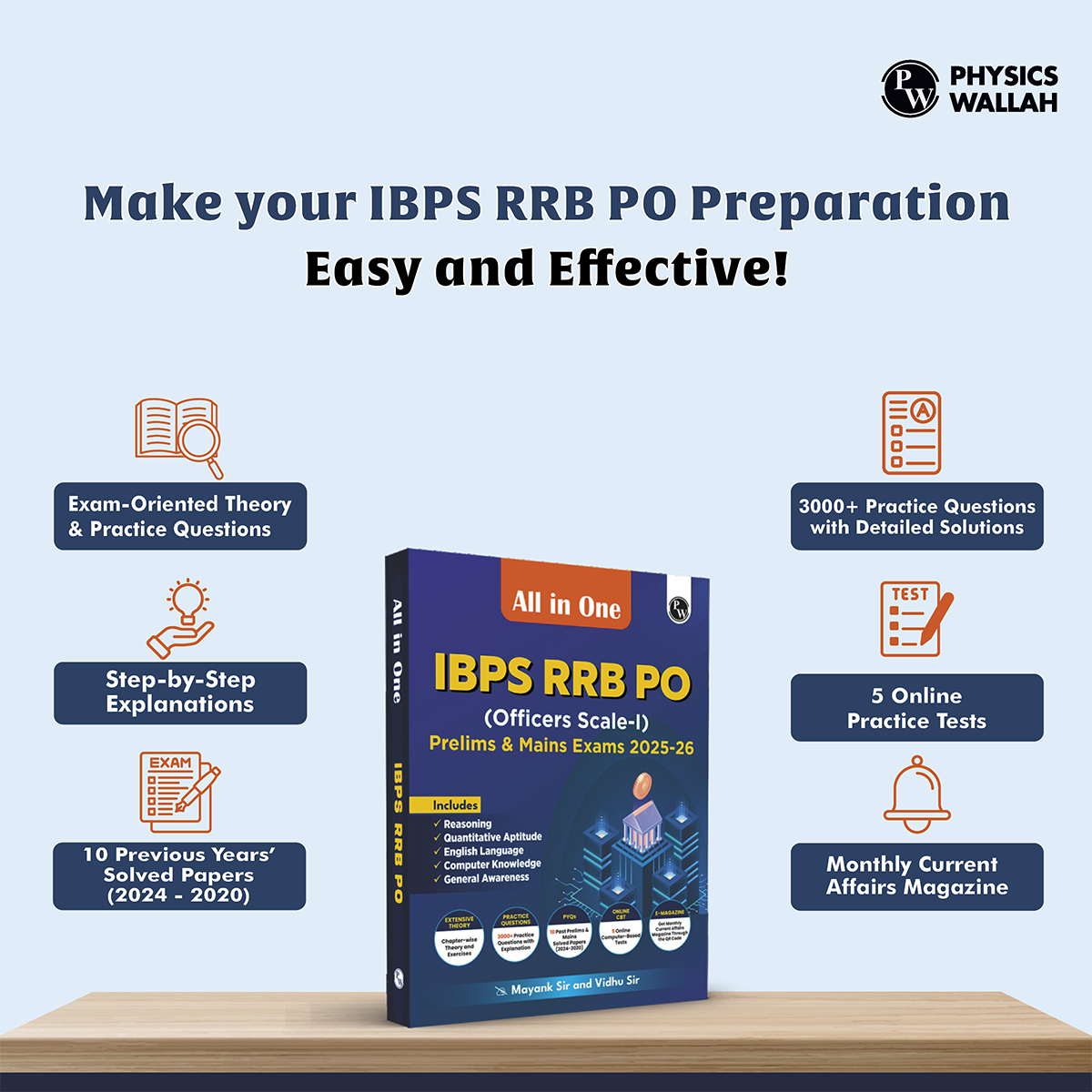 All in One IBPS RRB PO Prelims & Mains (Officers Scale-l) Exams 2025-26 By Mayank Sir & Vidhu Sir | Chapterwise Theory, Practice Questions | 10 Past Year Papers (PYQ)