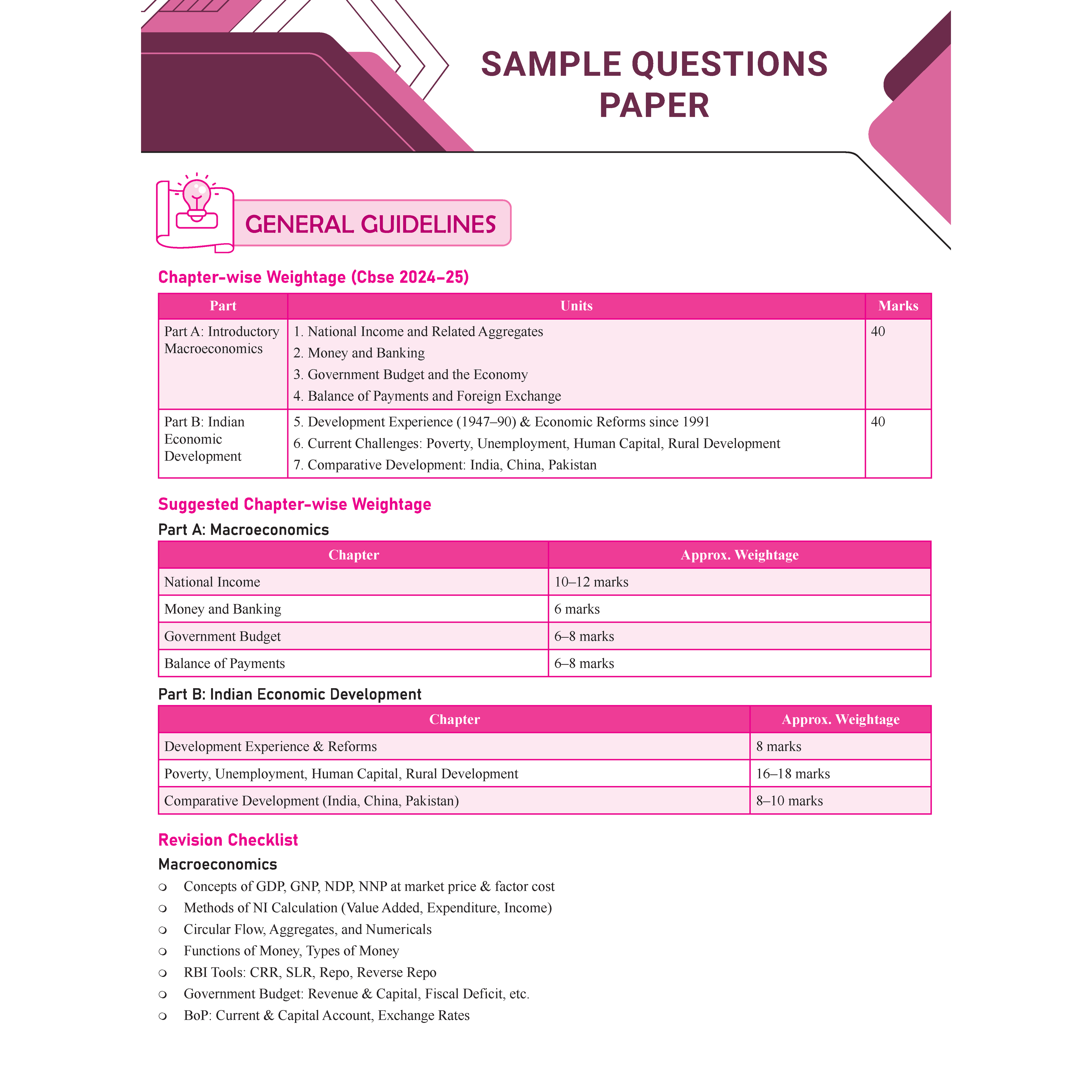 CBSE Question & Concept Bank (QCB) Class 12 Macroeconomics & Indian Economic Development Combo Set of 2 Books Chapter-wise and Topic-wise Solved Questions For 2026 Exams