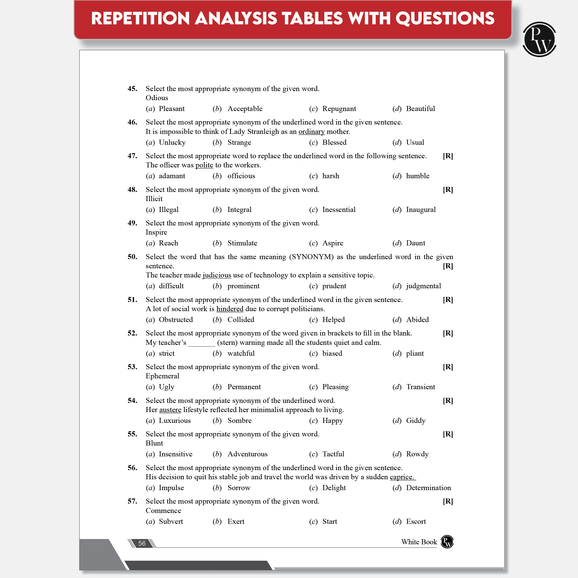 White Book of English Vocabulary June 2025 Edition By Bhragu Sir For SSC CGL, CHSL, MTS, CPO, GD, Banking, Defence, Teaching & Other Competitive Exams (Bilingual)