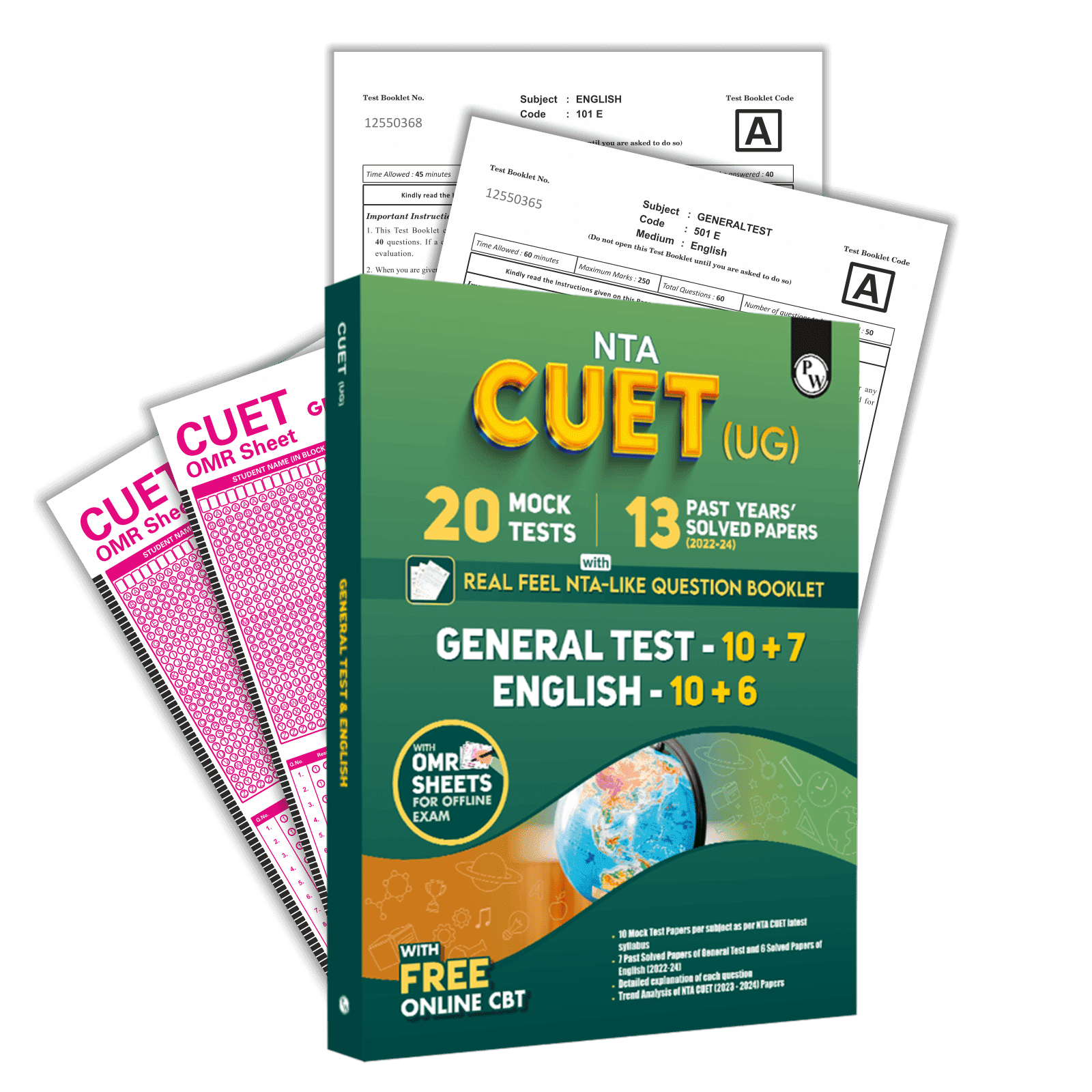 NTA CUET UG General Test and English Combined Mock Test and Past Year Papers For 2025 Exams | NTA-like Test Booklet with OMR Sheet | FREE Online CBT