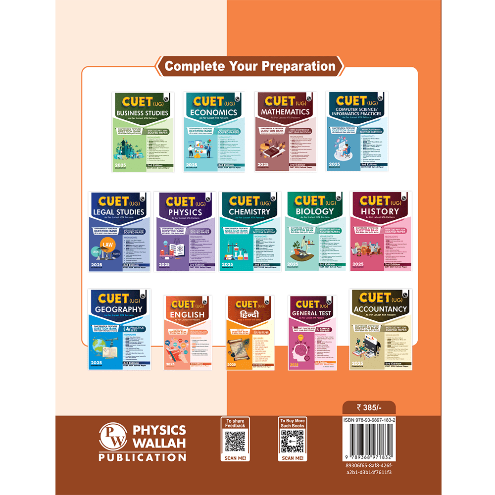 CUET (UG) Political Science 2025 Chapterwise & Topicwise Question Bank with Past Year Questions and Mock Test | Latest 2024 Solved PYQ, NCERT Short Notes, MCQs