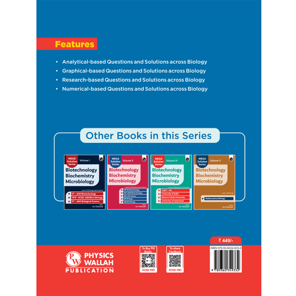 Mega Solution Series Biotechnology Biochemistry Microbiology Volume 4 by Debasish Kar For CSIR - NET and IIT - JAM 2024-2025 Exams