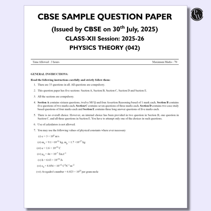 Cbse Sample Paper 12th 2025