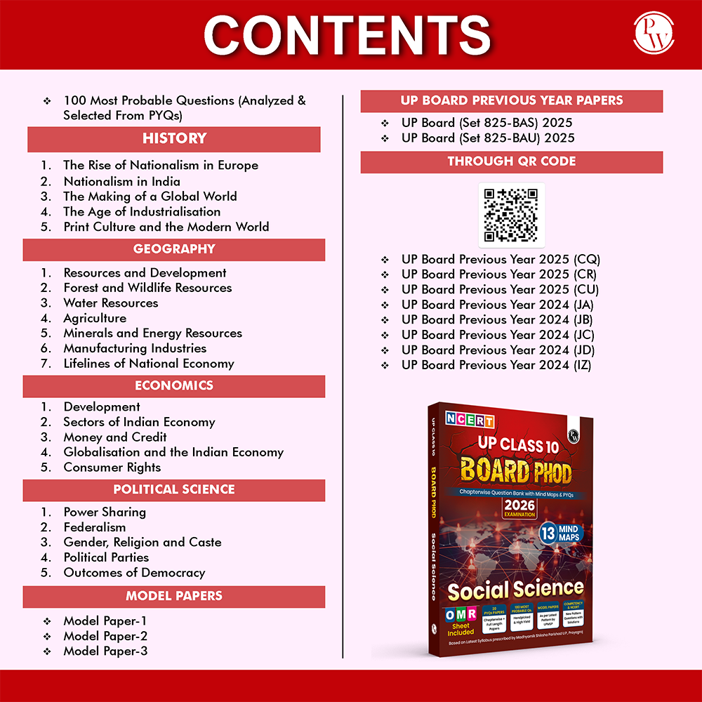 UP Board Phod Class 10 Social Science Question Bank Chapterwise with 14 Mind Maps and PYQs For 2026 Board Exam | 100 Most Probable Questions and Model Papers with OMR Sheet