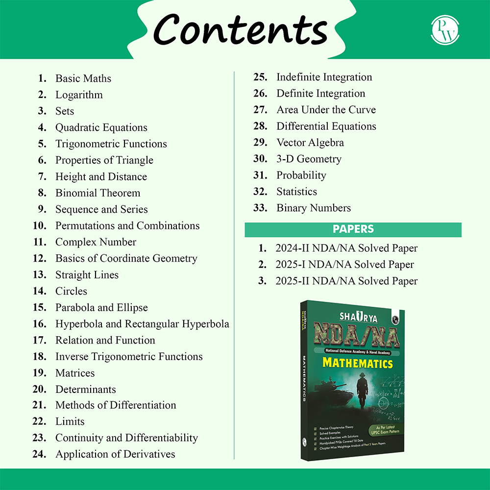 Shaurya NDA/NA Mathematics Book with Latest 2025 Solved Paper | National Defence Academy & Naval Academy Entrance Examination For 2025-26