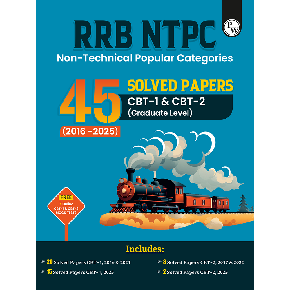 RRB NTPC 45 Previous Year Solved Papers CBT - I & CBT - 2 (2016 - 2025) PYQ Graduate Level For 2026 Exam l Free 7 Online Mock Tests English Medium