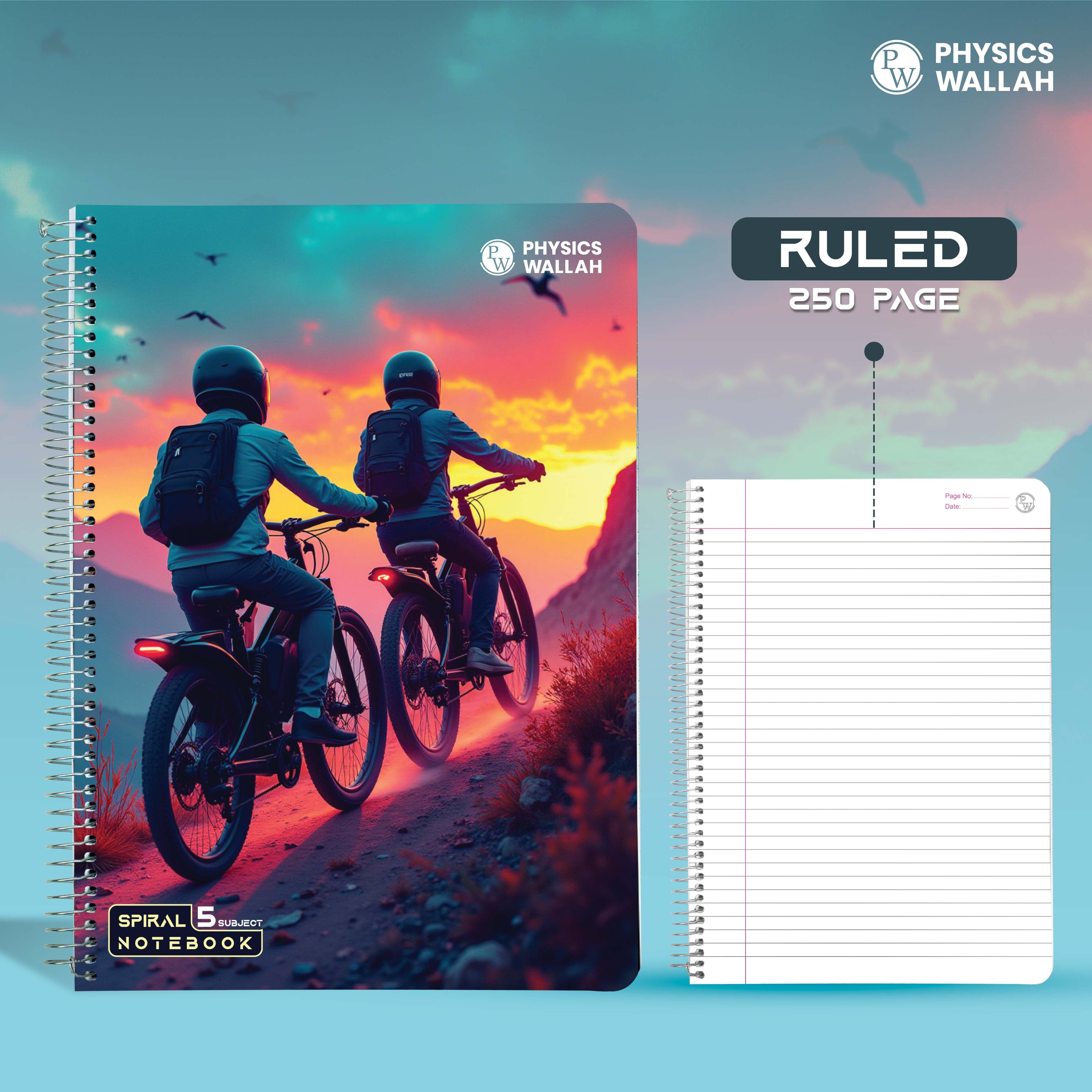 5-Subject Spiral adventure Notebook Single | 250 Pages Ruled  | Multi-Sectioned | High-Quality Paper | Perfect for School, College & Exam Preparation
