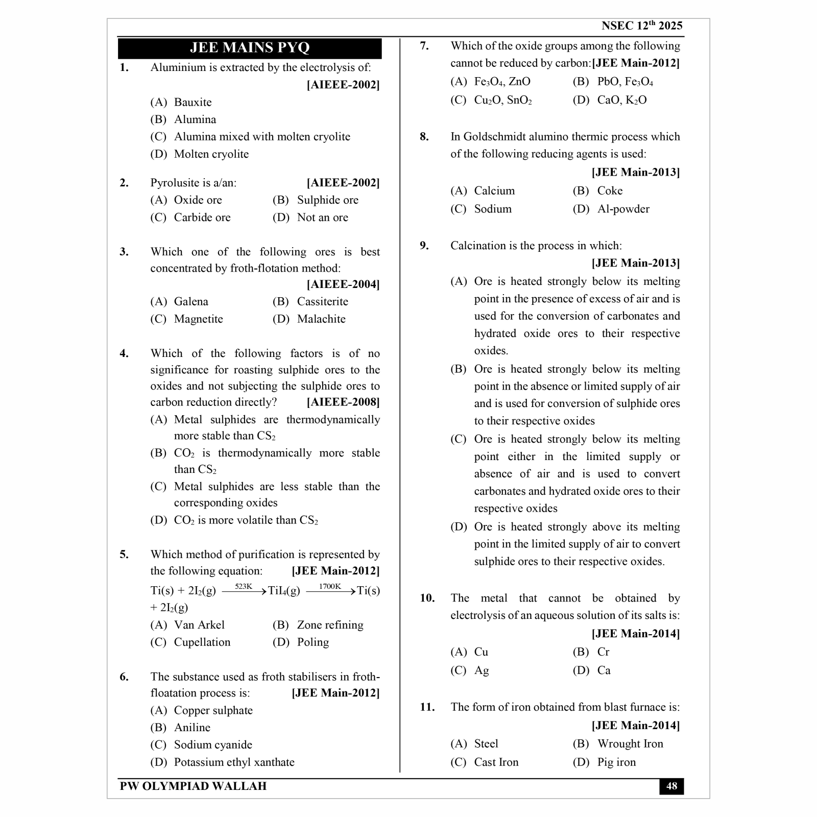Olympiad Wallah NSEC Class 12 Advanced Chemistry (Part 2) For JEE & Olympiad 2025 | Problems For Analytical Skills | Ideal For NSEP INPhO & IPhO