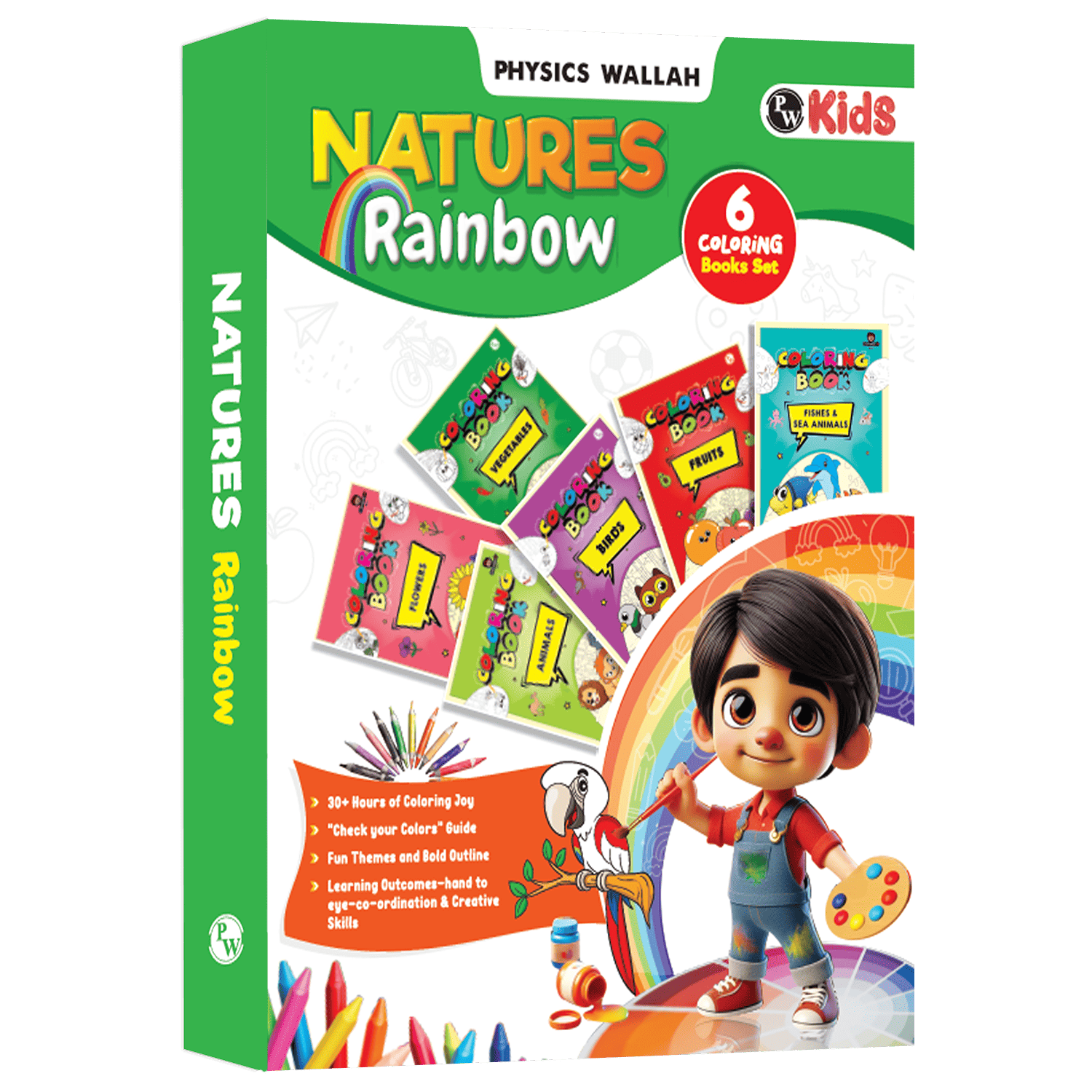 Copy Colour Book For Kids Set of 6 Books - Animals, Birds, Fishes & Sea Animals, Fruits, Vegetables, Cartoons | 2 to 6 Years Old | Ideal Birthday Gift Set for Growing Kids