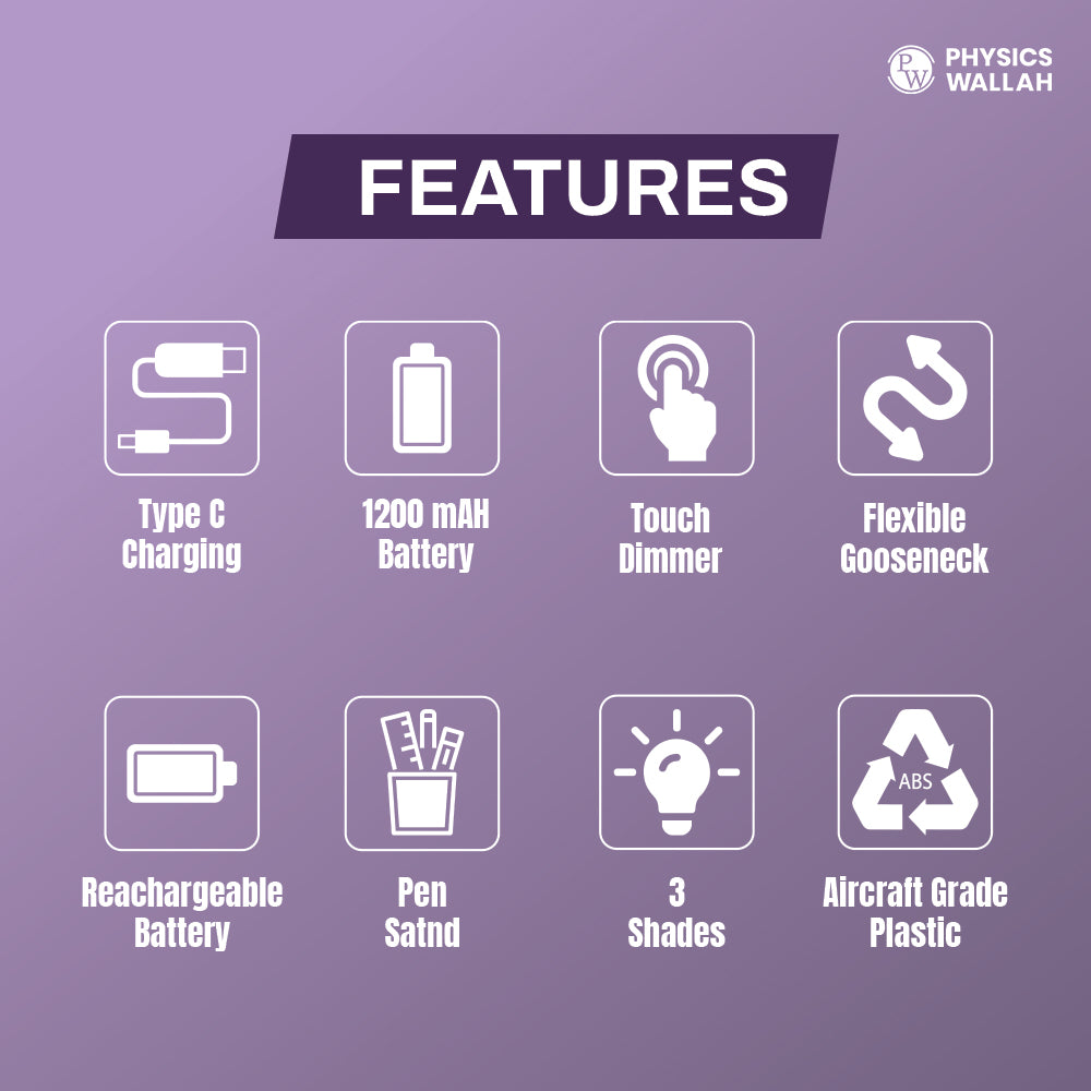 Table study Lamp for students | Rechargeable LED Desk Lamp for Reading & Night Study & Office Room - 011