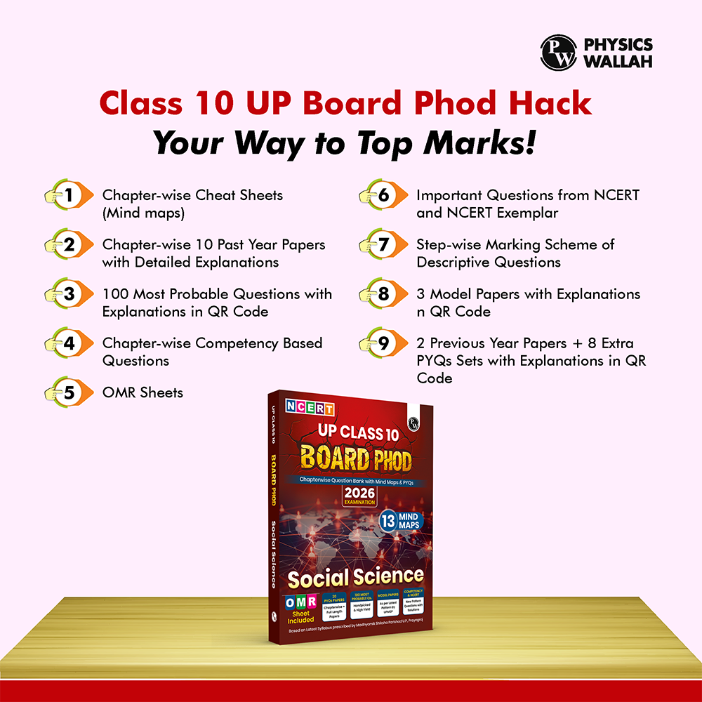 UP Board Phod Class 10 Social Science Question Bank Chapterwise with 14 Mind Maps and PYQs For 2026 Board Exam | 100 Most Probable Questions and Model Papers with OMR Sheet