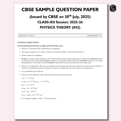 Cbse Sample Paper 12th 2025