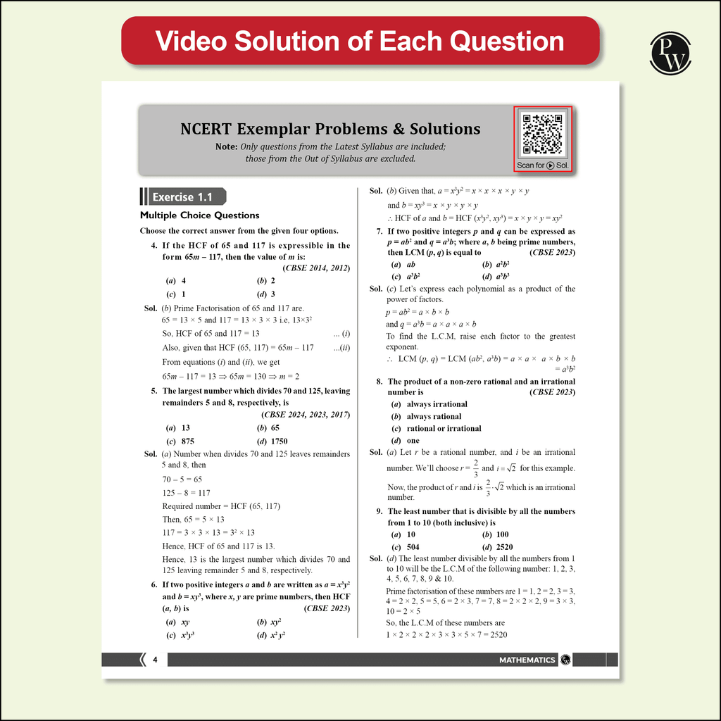 CBSE Class 10 NCERT Exemplar Problems Mathematics and Science with Text & Video Solutions | Chapterwise Mind Maps | PYQ Tagging | Rationalised NCERT Syllabus
