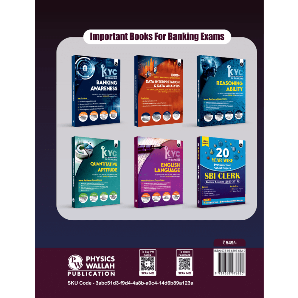 All in One SBI Clerk Prelims and Mains 2024-25 Exams | 10 Previous Year Solved Papers (PYQs) 2018 - 2023 with 5 Online Practice Sets | English Edition