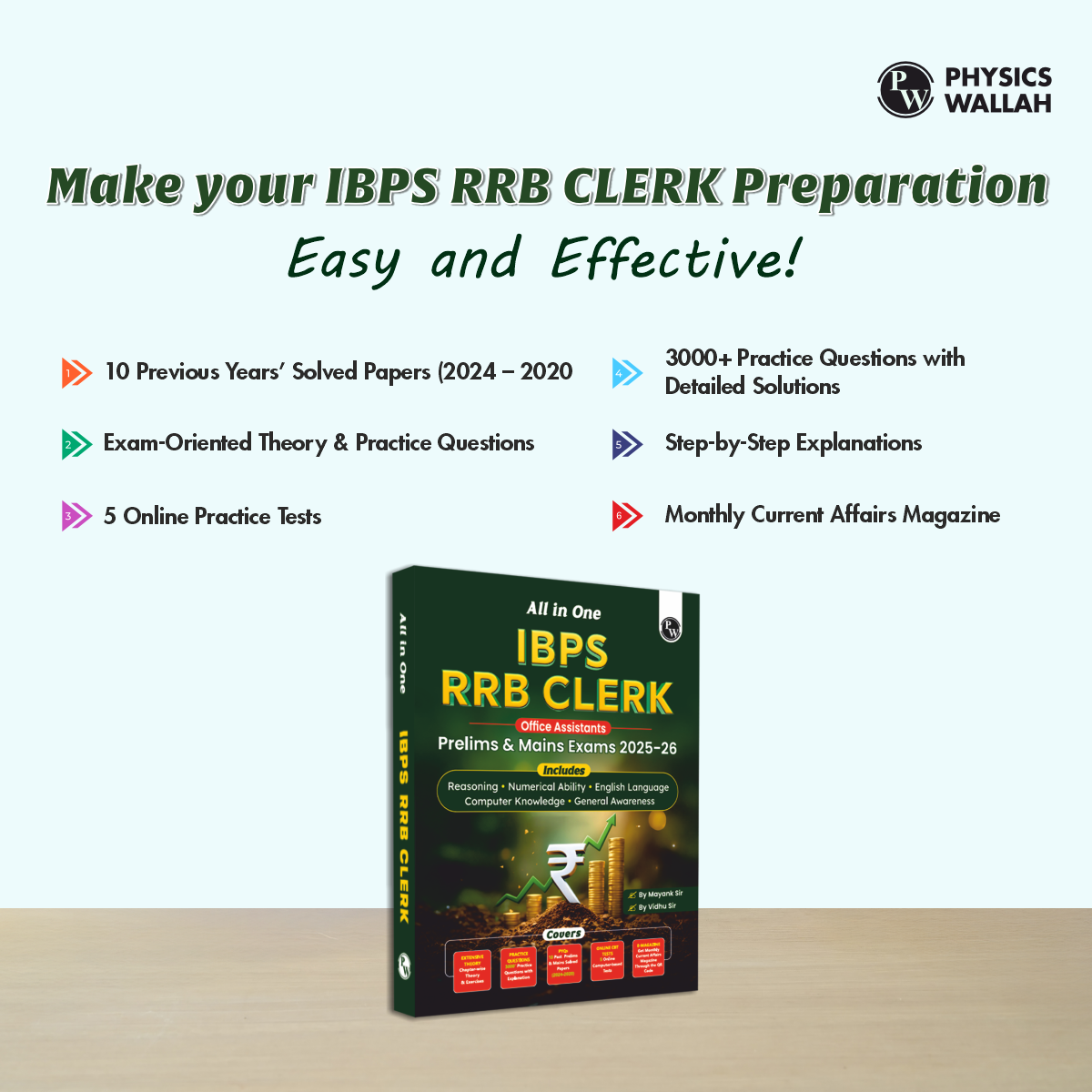 All in One IBPS RRB Clerk Prelims & Mains Exams 2025-26 By Mayank Sir & Vidhu Sir | Chapterwise Theory, Practice Questions | 10 Past Year Papers (PYQ)
