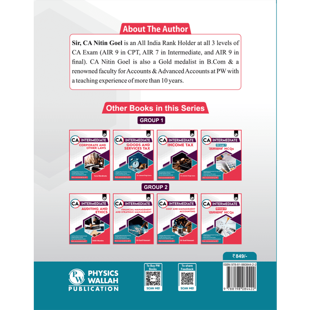 CA Intermediate Group 1 Advanced Accounting - CA Nitin Goel | Covering Theory, Exercise, RTP & MTP and PYQs | Latest Syllabus For May & Sep 2025 Exams | 4th Edition