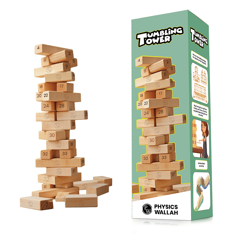Curious Jr. Tumbling Tower| Strategic Woodden Block Stacking Game for Kids 6+ Years with 48 numbered pcs for Hand-Eye Coordination, Focus and Patience Development