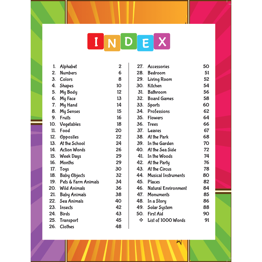 Kids First 1000 Words Book l 50 Topics with Engaging Picture Book for Early Learners and  Children Ages 1, 2, 3, 4, 5, 6 Years