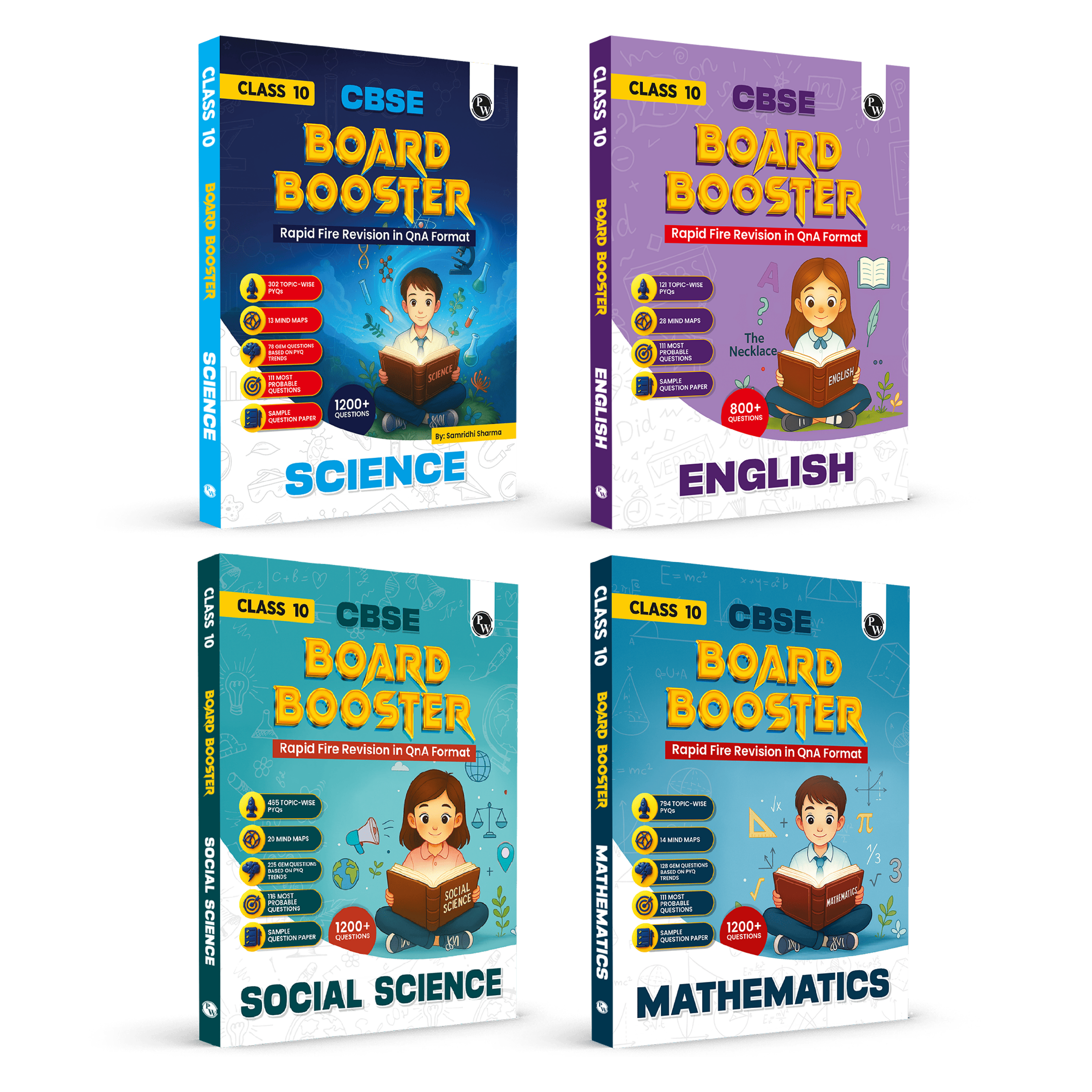 CBSE Class 10 Board Booster Science, Maths, Social Science & English Question Bank Combo Set of 4 Books For 2026 Board Exams l Topicwise PYQs, GEM Questions, Most Probable Questions