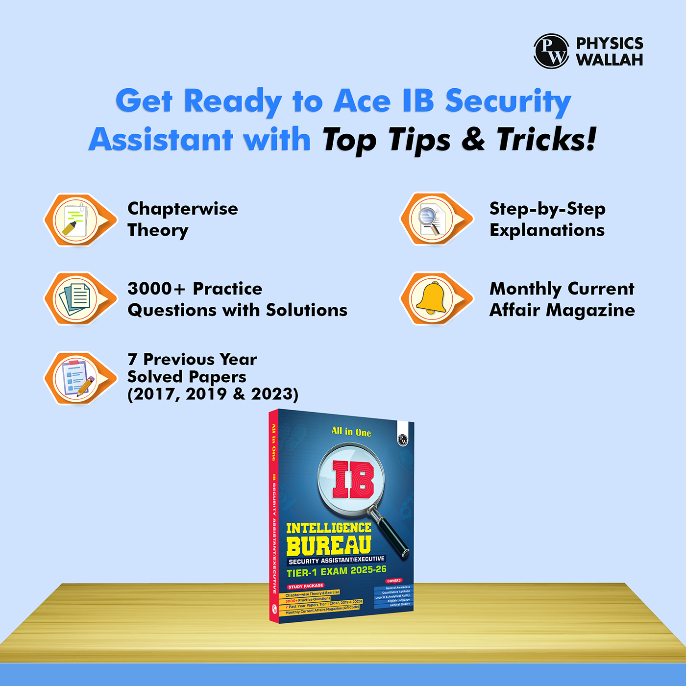 All in One IB (Intelligence Bureau) Security Assistant/Executive Tier-1 Exam 2025-26 | Chapterwise Theory, Short Tricks and Exercises | 7 Past Year Papers PYQ (2017, 2019 & 2023)