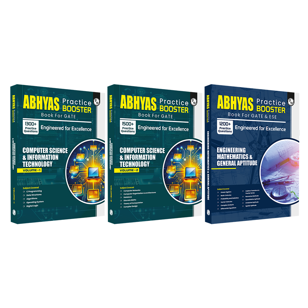 GATE & ESE Abhyas Practice Booster For Computer Science & Information Technology Vol 1 & 2 and Engineering Mathematics & General Aptitude Combo Set of 3 Books