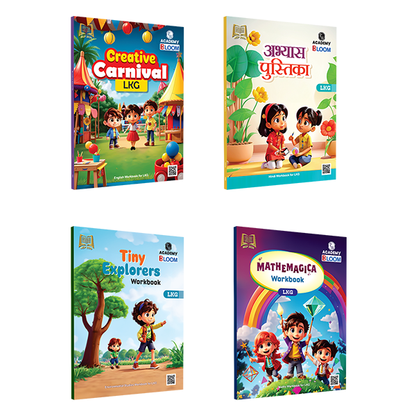 Bloom Lower KG Workbook Combo | Total 4 Workbooks (Hindi, English, EVS, Maths) with PERFORATED SHEETS & STICKER ACTIVITY -2024 | NEP 2020 Aligned