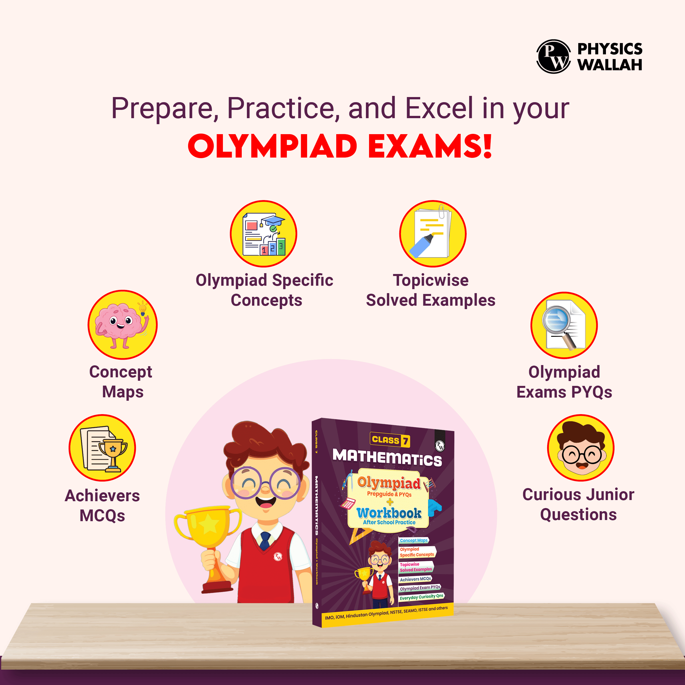 Olympiad Plus Workbook For Class 7 Mathematics Prepguide, Concept Map, PYQs and Worksheets For After School Practice | IMO, iOM, Hindustan Olympiad, NSTSE, SEAMO, ISTSE and Others