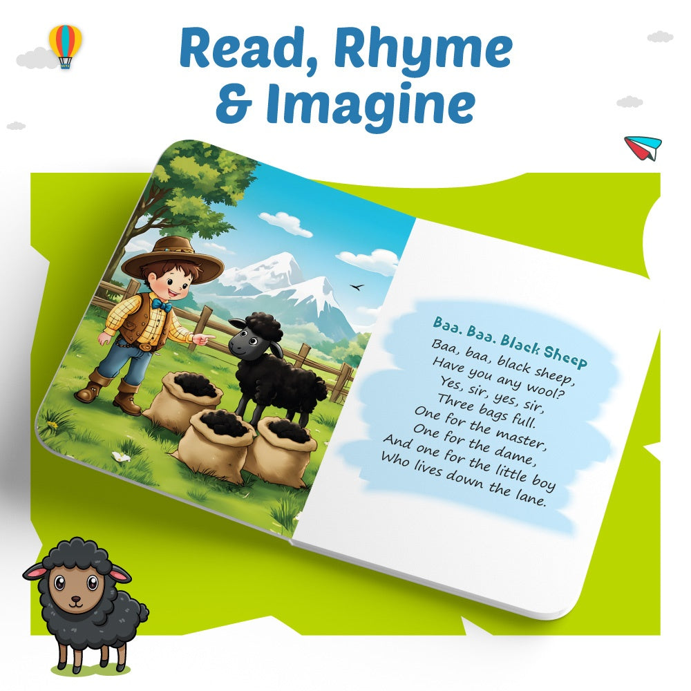 Kids' Padded Board Books Nursery Rhymes & 4-in-1 Combo Set of 2 Books l Colorful Illustrated Nursery Rhymes l Colors, Shapes, Alphabet, Numbers Picture Books