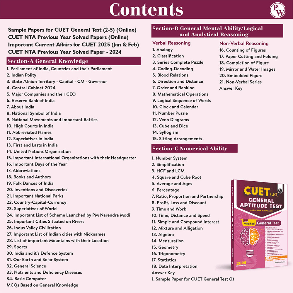 CUET (UG) General Aptitude Test 2025-26 Chapterwise & Topicwise Question Bank with Past Year Questions and Mock Tests 4th Edition