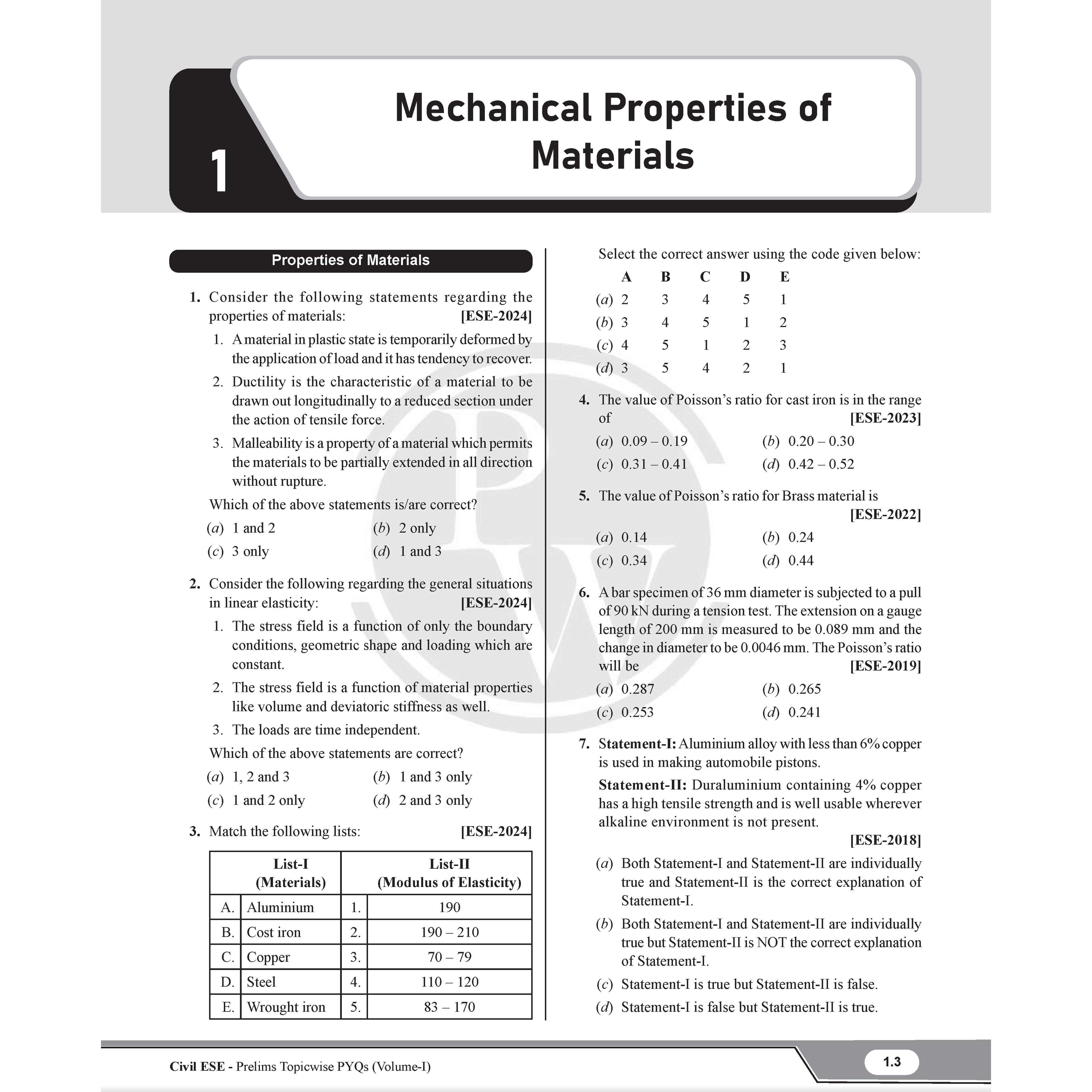 UPSC ESE Topicwise Previous Years Solved Questions Civil Engineering Preliminary Examination Volume 1 & 2 and General Studies & Engineering Aptitude Combo Set of 3 Books for 2026 Exams