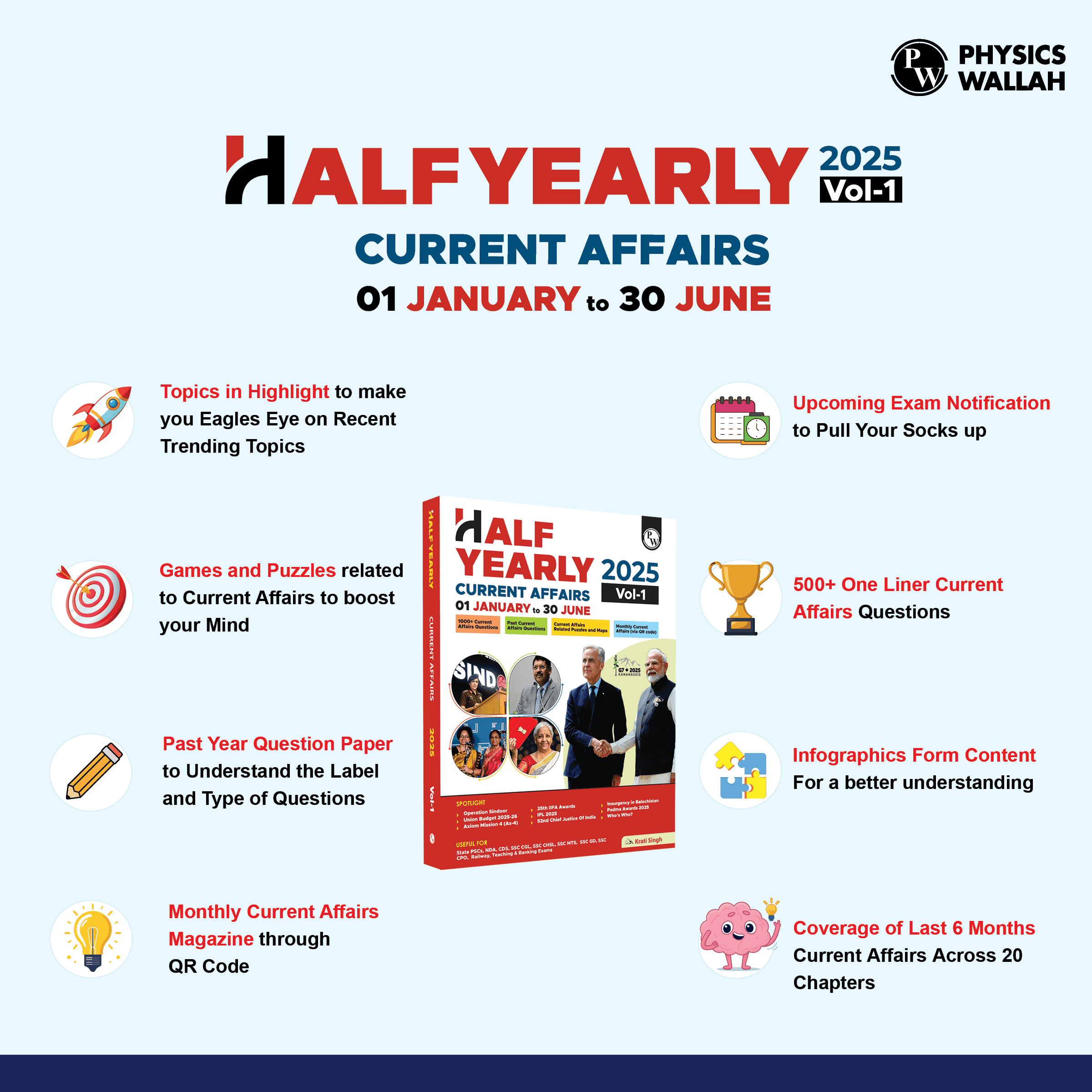 Half Yearly Current Affairs Magazine Vol. 1 January to June 2025 By Krati Singh | For SSC, Banking, Teaching, Railway, Defence and Other Competitive Exams 2025-26 English Edition