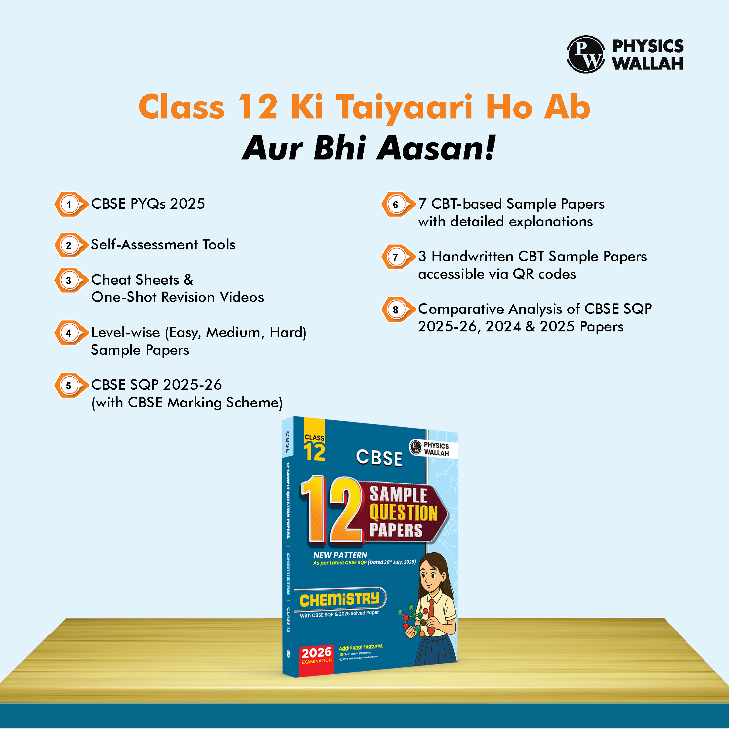 CBSE 12 Sample Question Papers Class 12 Chemistry For 2026 Board Exam (As Per Latest SQP Dated 30 July 2025) | 2025 Solved Paper, Mind Maps, Stepwise Marking