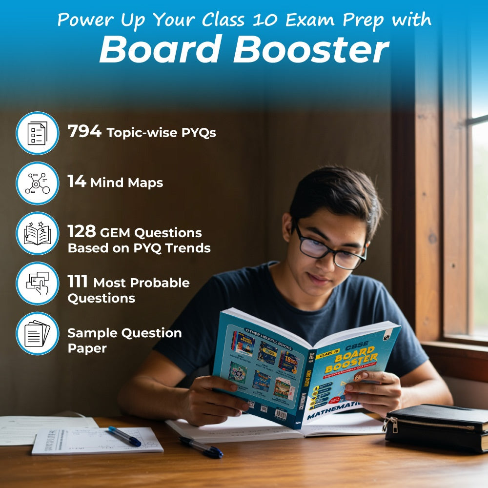 CBSE Class 10 Board Booster Mathematics Question Bank For 2026 Board Exams l 1200+ Questions l Rapid Revision l Topicwise PYQs, Mind Maps, GEM Questions & Most Probable Questions