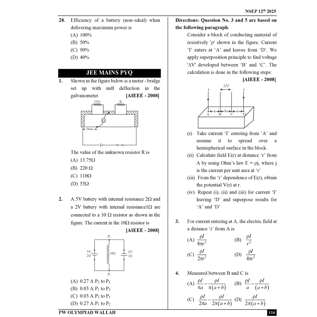 Olympiad Wallah NSEP Class 12 Advanced Physics (Part 1) For JEE & Olympiad 2025 | Practice Questions, PYQ, Detailed Solutions | Ideal For INPhO & IPhO