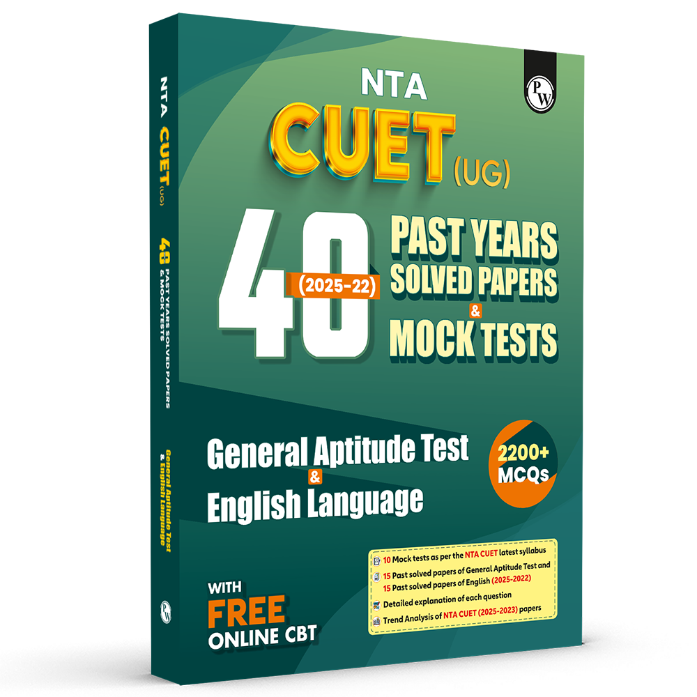 NTA CUET (UG) General Aptitude Test & English Language 40 Past Years Solved Papers (2025-2022) & Mock Tests For Exam 2026 | 2200+ MCQs with Free Online CBT