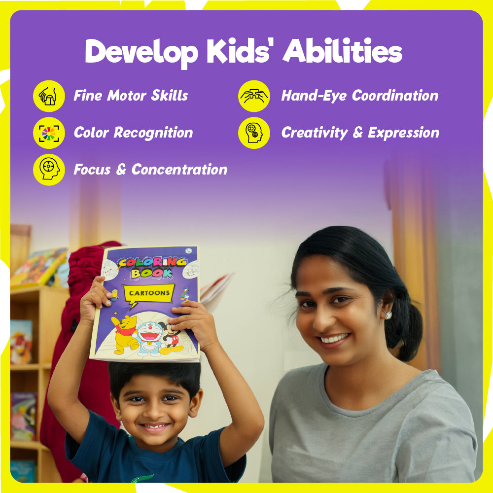 Copy Colour Book For Kids Set of 6 Books - Professions, Sports, Things Around Us, Transport, Flowers, Dinosaurs & Dragons | 2 to 6 Years Old | Ideal Birthday Gift Set for Kids