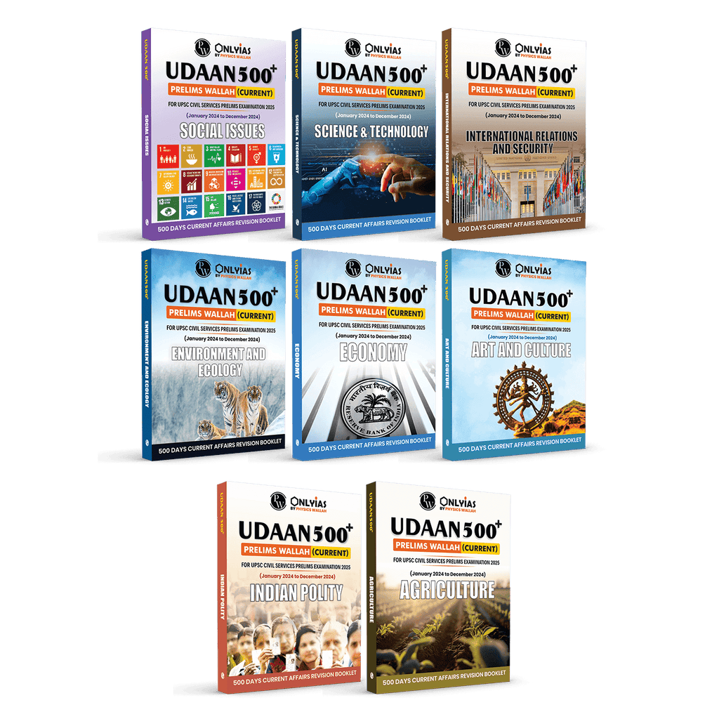 UPSC UDAAN 500+ (Prelims Wallah Current) January to December 2024 Combo Set of 8 Books
