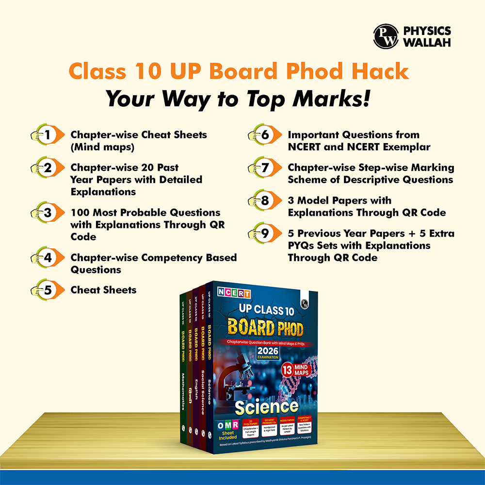 UP Board Phod Class 10 Maths, Science, Social Science, English & Hindi Combo Question Bank Chapterwise with 14 Mind Maps and PYQs For 2026 Board Exam | 100 Most Probable Questions