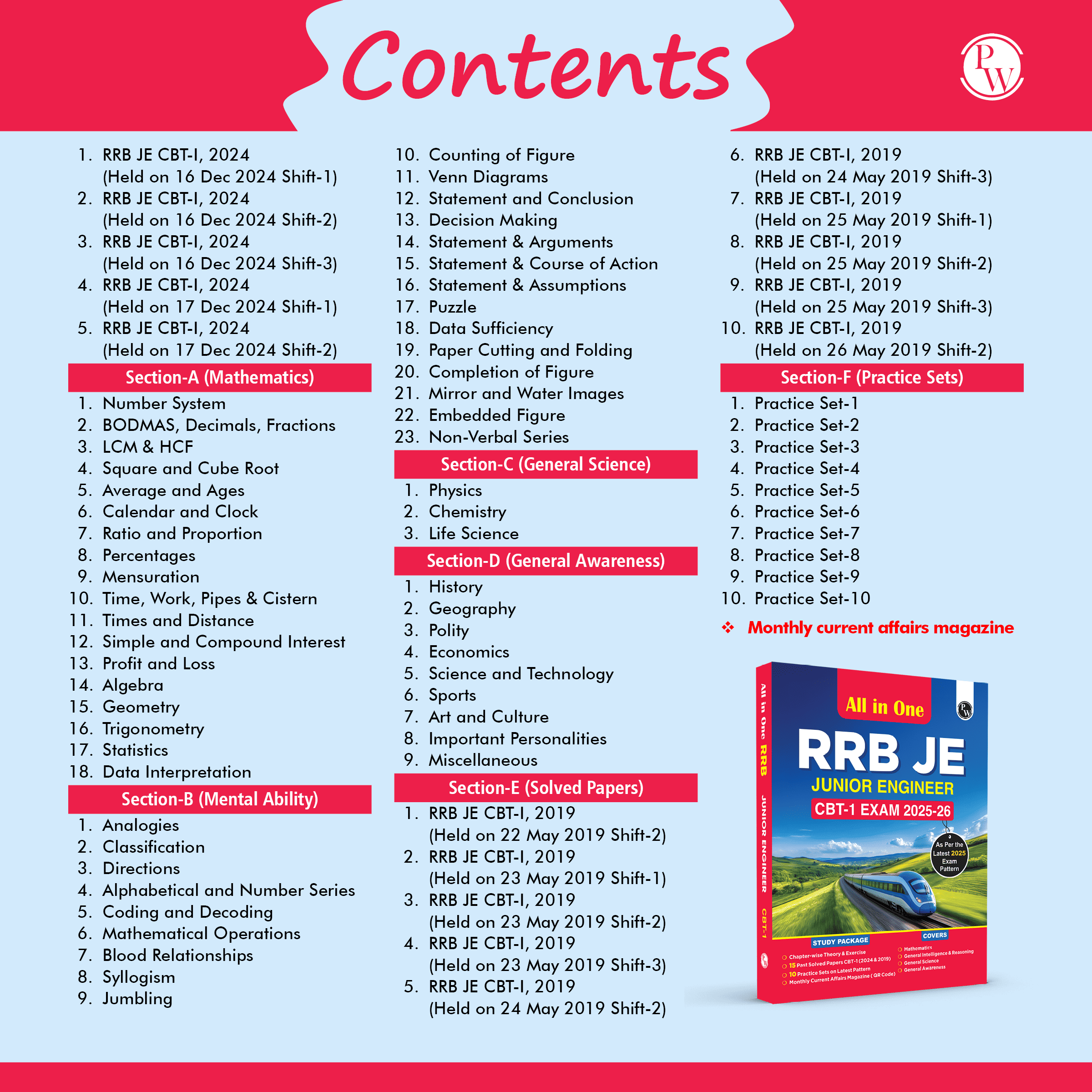 All in One RRB JE (Junior Engineer) CBT - 1 2025-26 Exam l Chapterwise Theory, Short Tricks and Exercises, 15 Previous Year Solved Papers (2024 & 2019) PYQs with 10 Practice Sets