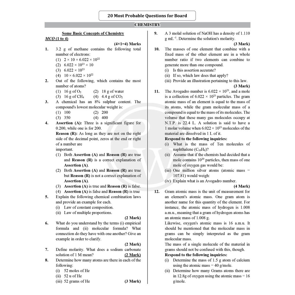 CBSE Class 11 Chapterwise 20 Most Probable Questions Physics, Chemistry, Biology and Mathematics For 2026 Exams | NCERT References & Detailed Explanations