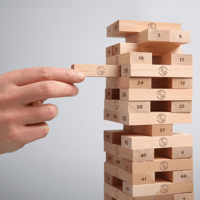 Curious Jr. Tumbling Tower| Strategic Woodden Block Stacking Game for Kids 6+ Years with 48 numbered pcs for Hand-Eye Coordination, Focus and Patience Development