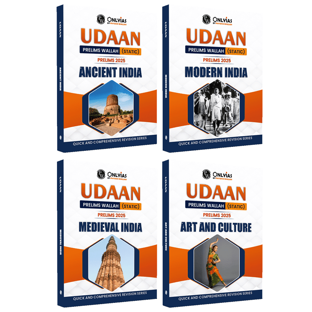 UDAAN (Prelims Wallah Static) Modern India, Ancient India, Medieval India, Art and Culture Combo Set of 4 Books For 2025 Exams | Quick and Comprehensive Revision Series