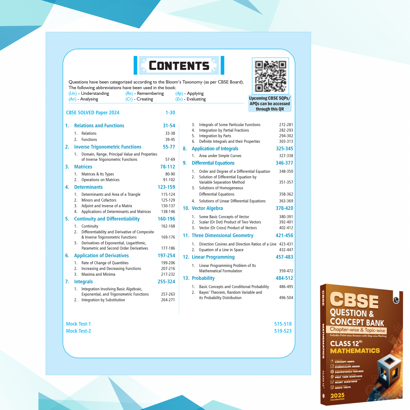 CBSE Question & Concept Bank (QCB) Class 12 Mathematics 2024 - 2025 Chapter-wise and Topic-wise Solved Questions