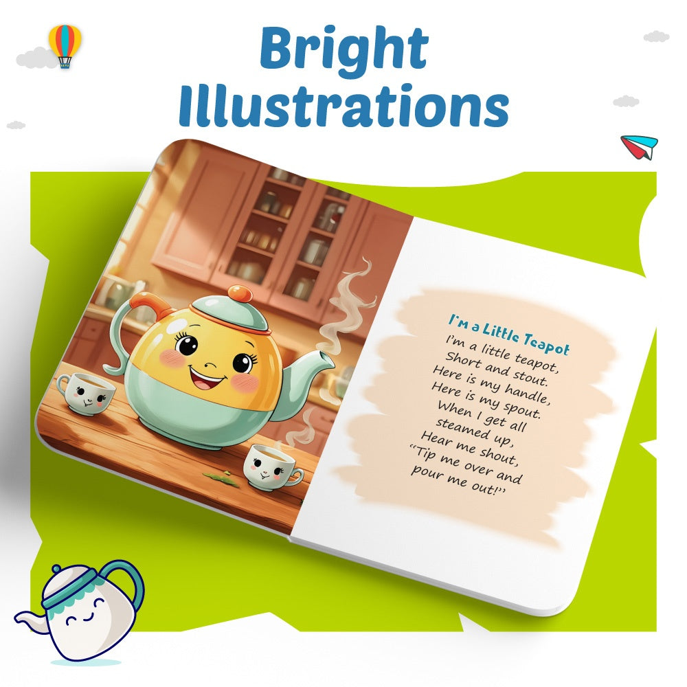 Kids' Padded Board Books Nursery Rhymes & 4-in-1 Combo Set of 2 Books l Colorful Illustrated Nursery Rhymes l Colors, Shapes, Alphabet, Numbers Picture Books