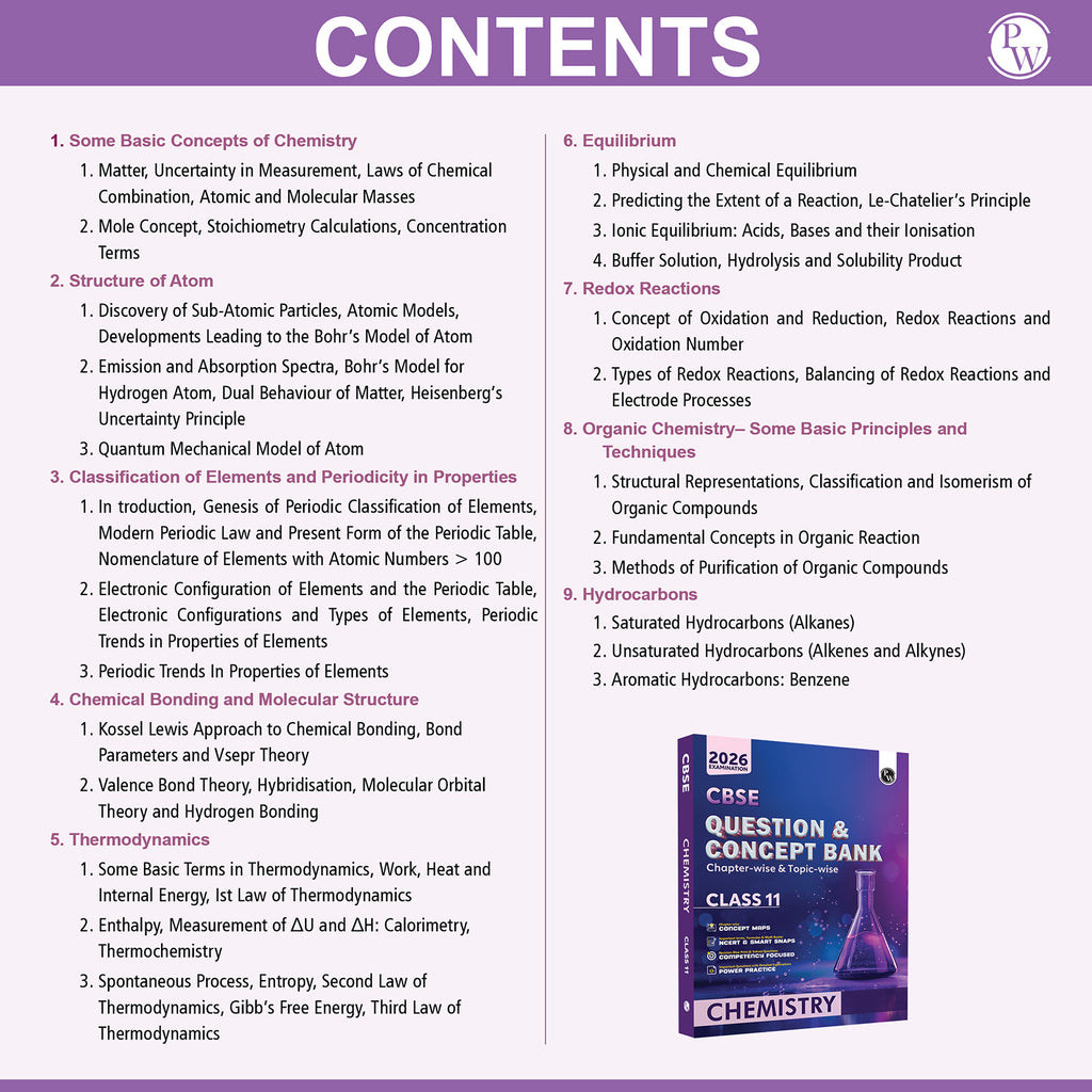 CBSE Question & Concept Bank (QCB) Class 11 Chemistry Chapter-wise and Topic-wise Solved Questions For 2026 Exams with Competency Based Question