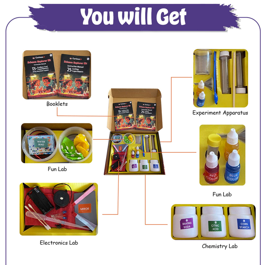Curious Jr. 150 Science Explorer Kit for Boys and Girls| Birthday Gifts Ideas for Kids| STEM Learning Toys for 6,7,8,9,10,11,12,13,14 Year Olds| Science Project Kit