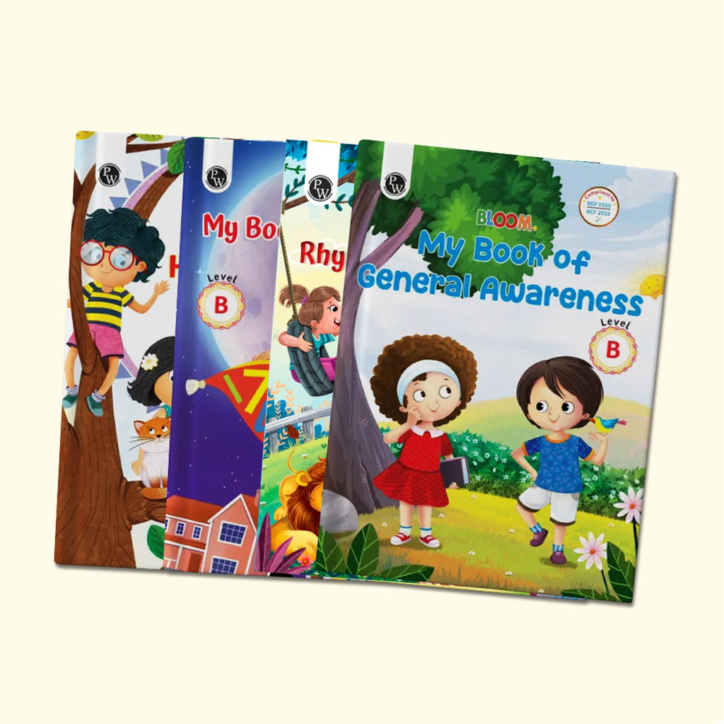 Bloom Series For LKG (Level B) Set of 9 Books | Phonics, Literacy, Numeracy, Art & Craft, Handwriting, General Awareness, English Rhymes & Stories