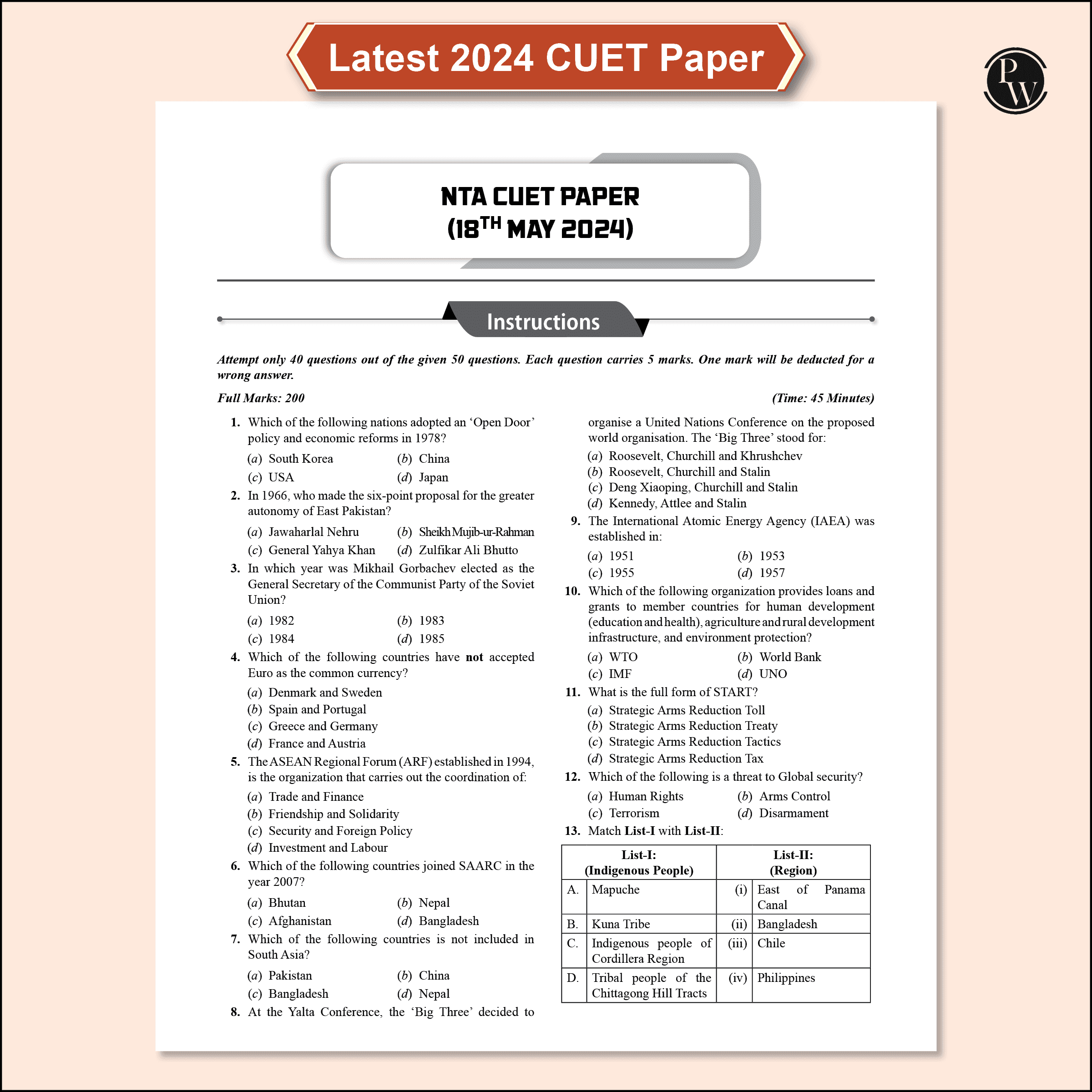 CUET (UG) Political Science 2025 Chapterwise & Topicwise Question Bank with Past Year Questions and Mock Test | Latest 2024 Solved PYQ, NCERT Short Notes, MCQs