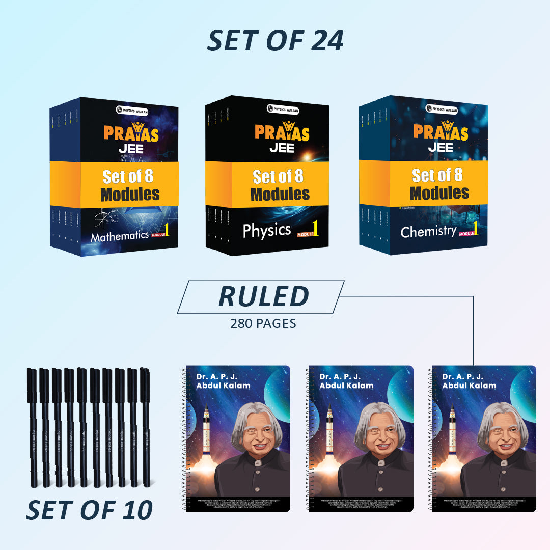 Prayas JEE Dropper English 2025 Edition +  280 page Notebook set of 3 and set of 10 pen