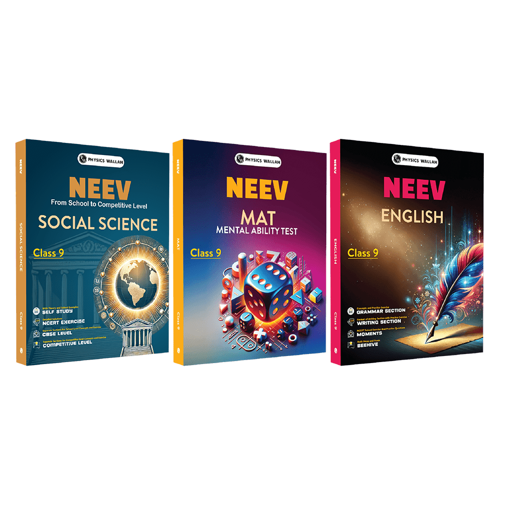 NEEV For Class 9 Social Science, English, MAT Combo Set of 3 Books (2025 Edition)